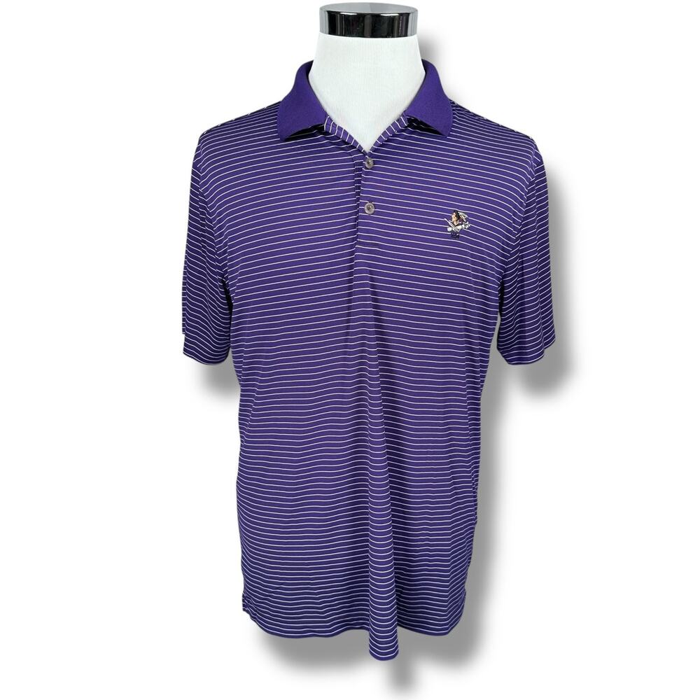 Nike Golf Polo Shirt Men’s Large Purple‎ White Striped Philadelphia Cricket Club